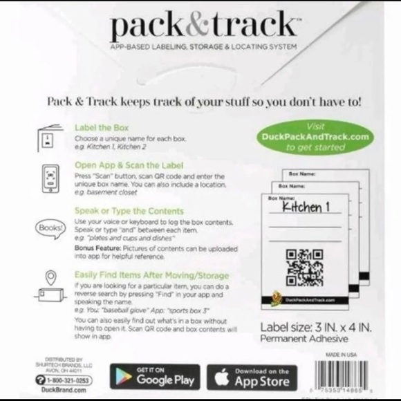 DUCK PACK & TRACK Label System Inventory Storage Organize Clutter Scan 40 Count - Picture 2 of 6